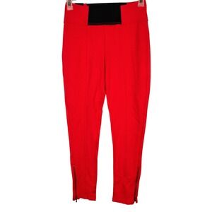 NWT BB Jeans Womens XL Ankle Zip Leggings Coral Red Rayon Stretch Baddie Moto